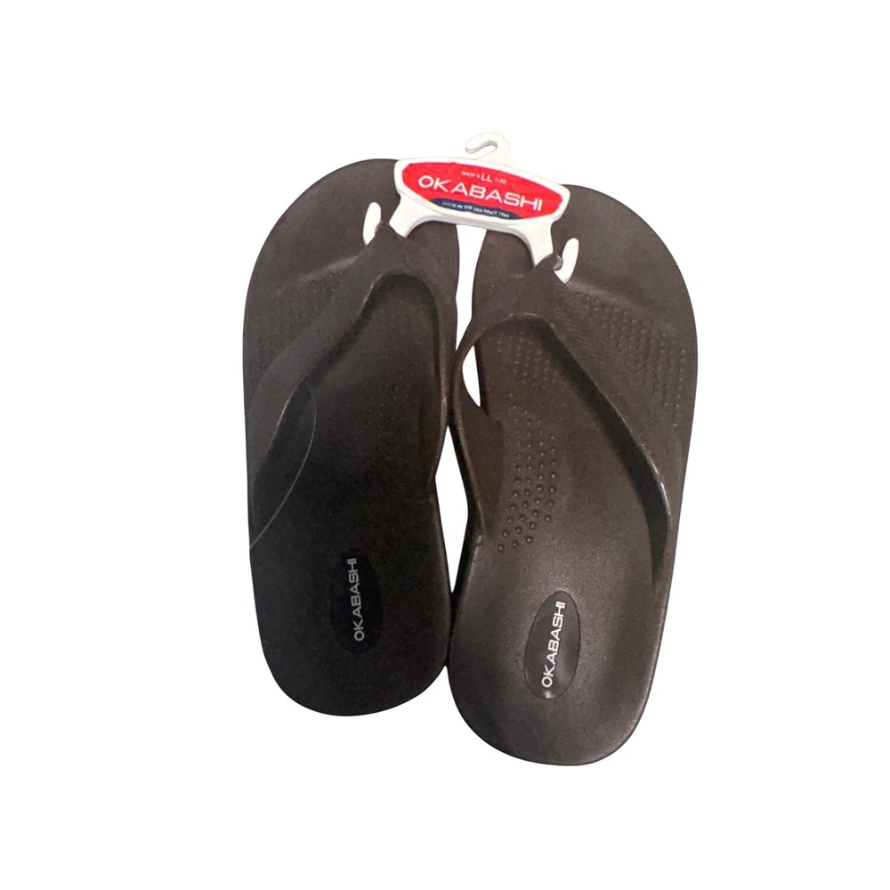 Okabashi Surf Mens Flip Flops Brown Size LL 9-10 Arch Support Made in USA NEW